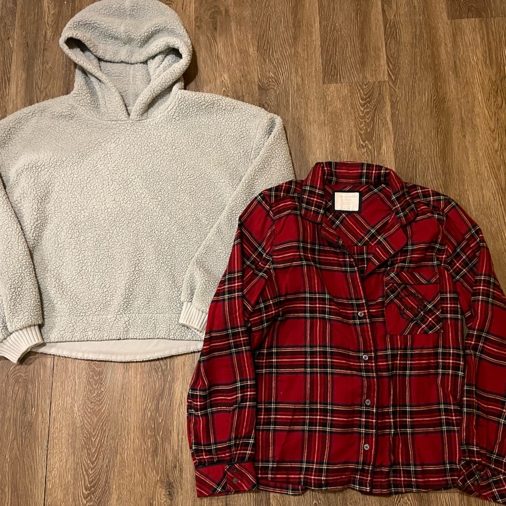 Abercrombie and Fitch sweatshirt and flannel